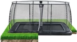 EXIT TOYS EXIT Dynamic Ebenerdiges Trampolin 244x427cm Mit Sicherheitsnetz - Schwarz
