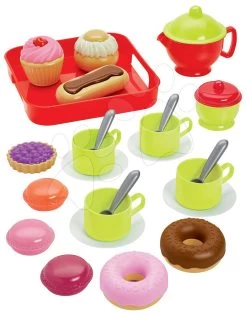 Kindertischset KidTable Rot Smoby Mit Bank, Stuhl Mit UV-Filter Und Teeservice Mit Kuchen -Garten Spielzeug Laden 2612 c ecoiffier cajova suprava