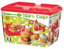 Set Picknicktisch Mit Zwei Stühlen KidChair Smoby Und Burgerset 100% Chef Mit 25 Zubehörteilen Ab 24 Monaten -Garten Spielzeug Laden 2623 b ecoiffier hamburger set