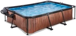 EXIT TOYS EXIT Wood Pool 300x200x65cm Mit Filterpumpe Und Abdeckung - Braun -Garten Spielzeug Laden 30203210 c exittoys bazen