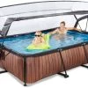 EXIT TOYS EXIT Wood Pool 300x200x65cm Mit Filterpumpe Und Abdeckung - Braun -Garten Spielzeug Laden 30203210 h exittoys bazen