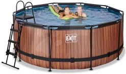 EXIT TOYS EXIT Wood Pool ø360x122cm Mit Filterpumpe - Braun -Garten Spielzeug Laden 30221210 e exittoys bazen
