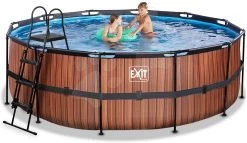 EXIT TOYS EXIT Wood Pool ø427x122cm Mit Filterpumpe - Braun -Garten Spielzeug Laden 30221410 d exittoys bazen