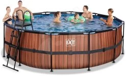 EXIT TOYS EXIT Wood Pool ø450x122cm Mit Filterpumpe - Braun -Garten Spielzeug Laden 30221510 d exittoys bazen