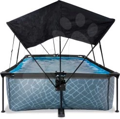 EXIT TOYS EXIT Stone Pool 220x150x65cm Mit Filterpumpe Und Sonnensegel - Grau -Garten Spielzeug Laden 30232100 c exittoys bazen