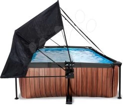 EXIT TOYS EXIT Wood Pool 220x150x65cm Mit Filterpumpe Und Sonnensegel - Braun -Garten Spielzeug Laden 30232110 d exittoys bazen