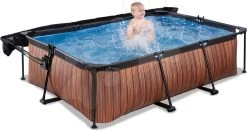 EXIT TOYS EXIT Wood Pool 220x150x65cm Mit Filterpumpe Und Sonnensegel - Braun -Garten Spielzeug Laden 30232110 h exittoys bazen