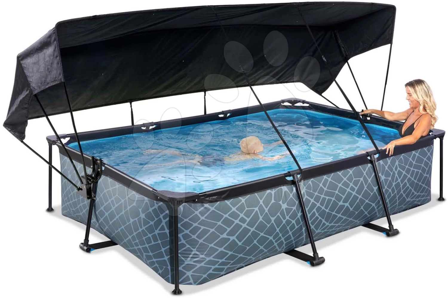 EXIT TOYS EXIT Stone Pool 300x200x65cm Mit Filterpumpe Und Sonnensegel - Grau 3 EXIT TOYS EXIT Stone Pool 300x200x65cm Mit Filterpumpe Und Sonnensegel - Grau