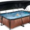 EXIT TOYS EXIT Wood Pool 300x200x65cm Mit Filterpumpe Und Sonnensegel - Braun -Garten Spielzeug Laden 30233210 g exittoys bazen