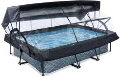 EXIT TOYS EXIT Stone Pool 220x150x65cm Mit Filterpumpe Und Abdeckung Und Sonnensegel - Grau -Garten Spielzeug Laden 30242100 a exittoys bazen