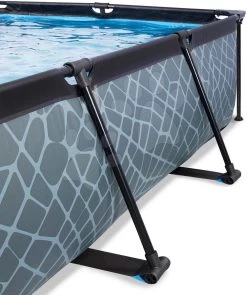 EXIT TOYS EXIT Stone Pool 220x150x65cm Mit Filterpumpe Und Abdeckung Und Sonnensegel - Grau -Garten Spielzeug Laden 30242100 g exittoys bazen