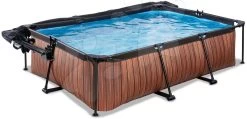 EXIT TOYS EXIT Wood Pool 220x150x65cm Mit Filterpumpe Und Abdeckung Und Sonnensegel - Braun -Garten Spielzeug Laden 30242110 d exittoys bazen