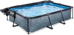 EXIT TOYS EXIT Stone Pool 300x200x65cm Mit Filterpumpe Und Abdeckung Und Sonnensegel - Grau -Garten Spielzeug Laden 30243200 d exittoys bazen