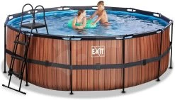 EXIT TOYS EXIT Wood Pool ø427x122cm Mit Sandfilterpumpe - Braun -Garten Spielzeug Laden 30271410 d exittoys bazen