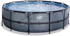 EXIT TOYS EXIT Stone Pool ø450x122cm Mit Sandfilterpumpe - Grau -Garten Spielzeug Laden 30271500 b exittoys bazen