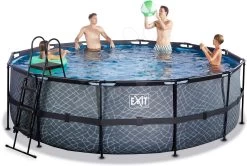 EXIT TOYS EXIT Stone Pool ø450x122cm Mit Sandfilterpumpe - Grau -Garten Spielzeug Laden 30271500 d exittoys bazen