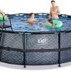 EXIT TOYS EXIT Stone Pool ø488x122cm Mit Sandfilterpumpe - Grau -Garten Spielzeug Laden 30271600 e exittoys bazen
