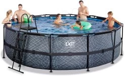EXIT TOYS EXIT Stone Pool ø488x122cm Mit Sandfilterpumpe - Grau