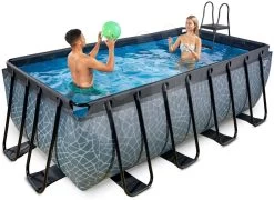 EXIT TOYS EXIT Stone Pool 400x200x122cm Mit Sandfilterpumpe - Grau