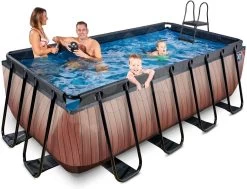 EXIT TOYS EXIT Wood Pool 400x200x122cm Mit Sandfilterpumpe - Braun
