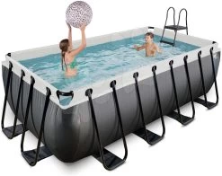 EXIT TOYS EXIT Black Leather Pool 400x200x122cm Mit Sandfilterpumpe - Schwarz