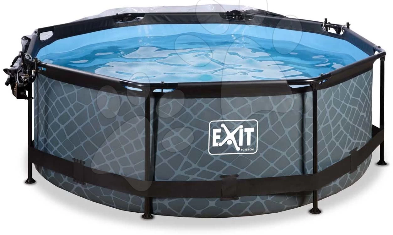 EXIT TOYS EXIT Stone Pool ø244x76cm Mit Filterpumpe Und Abdeckung - Grau 4 EXIT TOYS EXIT Stone Pool ø244x76cm Mit Filterpumpe Und Abdeckung - Grau – Bild 2
