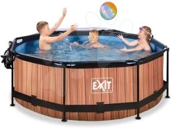 EXIT TOYS EXIT Wood Pool ø244x76cm Mit Filterpumpe Und Abdeckung - Braun -Garten Spielzeug Laden 30320810 g exittoys bazen