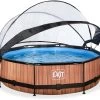 EXIT TOYS EXIT Wood Pool ø300x76cm Mit Filterpumpe Und Abdeckung - Braun -Garten Spielzeug Laden 30321010 b exittoys bazen