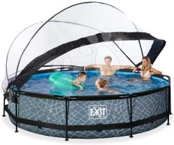 EXIT TOYS EXIT Stone Pool ø360x76cm Mit Filterpumpe Und Abdeckung - Grau