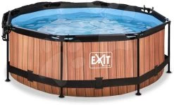 EXIT TOYS EXIT Wood Pool ø244x76cm Mit Filterpump Und Sonnensegel - Braun -Garten Spielzeug Laden 30350810 c exittoys bazen