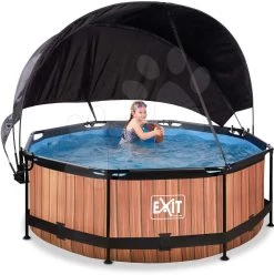 EXIT TOYS EXIT Wood Pool ø244x76cm Mit Filterpump Und Sonnensegel - Braun -Garten Spielzeug Laden 30350810 f exittoys bazen