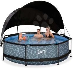 EXIT TOYS EXIT Stone Pool ø300x76cm Mit Filterpump Und Sonnensegel - Grau