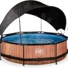 EXIT TOYS EXIT Wood Pool ø300x76cm Mit Filterpump Und Sonnensegel - Braun -Garten Spielzeug Laden 30351010 b exittoys bazen