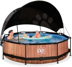 EXIT TOYS EXIT Wood Pool ø300x76cm Mit Filterpump Und Sonnensegel - Braun -Garten Spielzeug Laden 30351010 f exittoys bazen