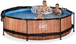 EXIT TOYS EXIT Wood Pool ø300x76cm Mit Filterpump Und Sonnensegel - Braun -Garten Spielzeug Laden 30351010 g exittoys bazen