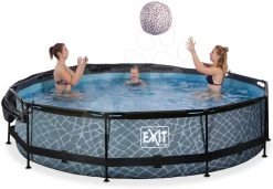 EXIT TOYS EXIT Stone Pool ø360x76cm Mit Filterpump Und Sonnensegel - Grau -Garten Spielzeug Laden 30351200 g exittoys bazen