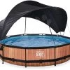 EXIT TOYS EXIT Wood Pool ø360x76cm Mit Filterpump Und Sonnensegel - Braun -Garten Spielzeug Laden 30351210 b exittoys bazen