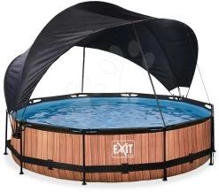 EXIT TOYS EXIT Wood Pool ø360x76cm Mit Filterpump Und Sonnensegel - Braun