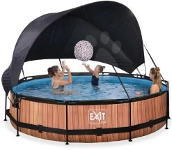 EXIT TOYS EXIT Wood Pool ø360x76cm Mit Filterpump Und Sonnensegel - Braun -Garten Spielzeug Laden 30351210 f exittoys bazen