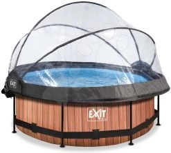 EXIT TOYS EXIT Wood Pool ø244x76cm Mit Filterpumpe Und Abdeckung Und Sonnensegel - Braun -Garten Spielzeug Laden 30360810 c exittoys bazen