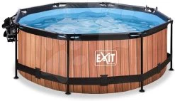 EXIT TOYS EXIT Wood Pool ø244x76cm Mit Filterpumpe Und Abdeckung Und Sonnensegel - Braun -Garten Spielzeug Laden 30360810 d exittoys bazen
