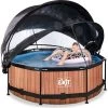 EXIT TOYS EXIT Wood Pool ø244x76cm Mit Filterpumpe Und Abdeckung Und Sonnensegel - Braun -Garten Spielzeug Laden 30360810 g exittoys bazen