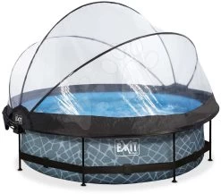 EXIT TOYS EXIT Stone Pool ø300x76cm Mit Filterpumpe Und Abdeckung Und Sonnensegel - Grau -Garten Spielzeug Laden 30361000 c exittoys bazen