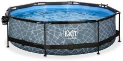 EXIT TOYS EXIT Stone Pool ø300x76cm Mit Filterpumpe Und Abdeckung Und Sonnensegel - Grau -Garten Spielzeug Laden 30361000 d exittoys bazen