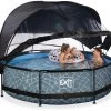 EXIT TOYS EXIT Stone Pool ø300x76cm Mit Filterpumpe Und Abdeckung Und Sonnensegel - Grau -Garten Spielzeug Laden 30361000 g exittoys bazen