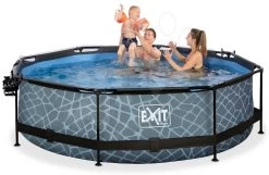 EXIT TOYS EXIT Stone Pool ø300x76cm Mit Filterpumpe Und Abdeckung Und Sonnensegel - Grau -Garten Spielzeug Laden 30361000 h exittoys bazen