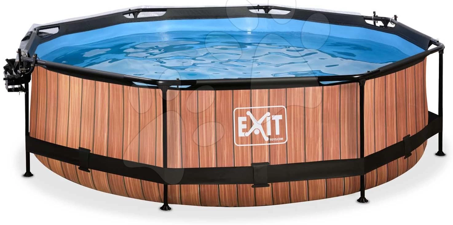 EXIT TOYS EXIT Wood Pool ø300x76cm Mit Filterpumpe Und Abdeckung Und Sonnensegel - Braun 7 EXIT TOYS EXIT Wood Pool ø300x76cm Mit Filterpumpe Und Abdeckung Und Sonnensegel - Braun – Bild 5