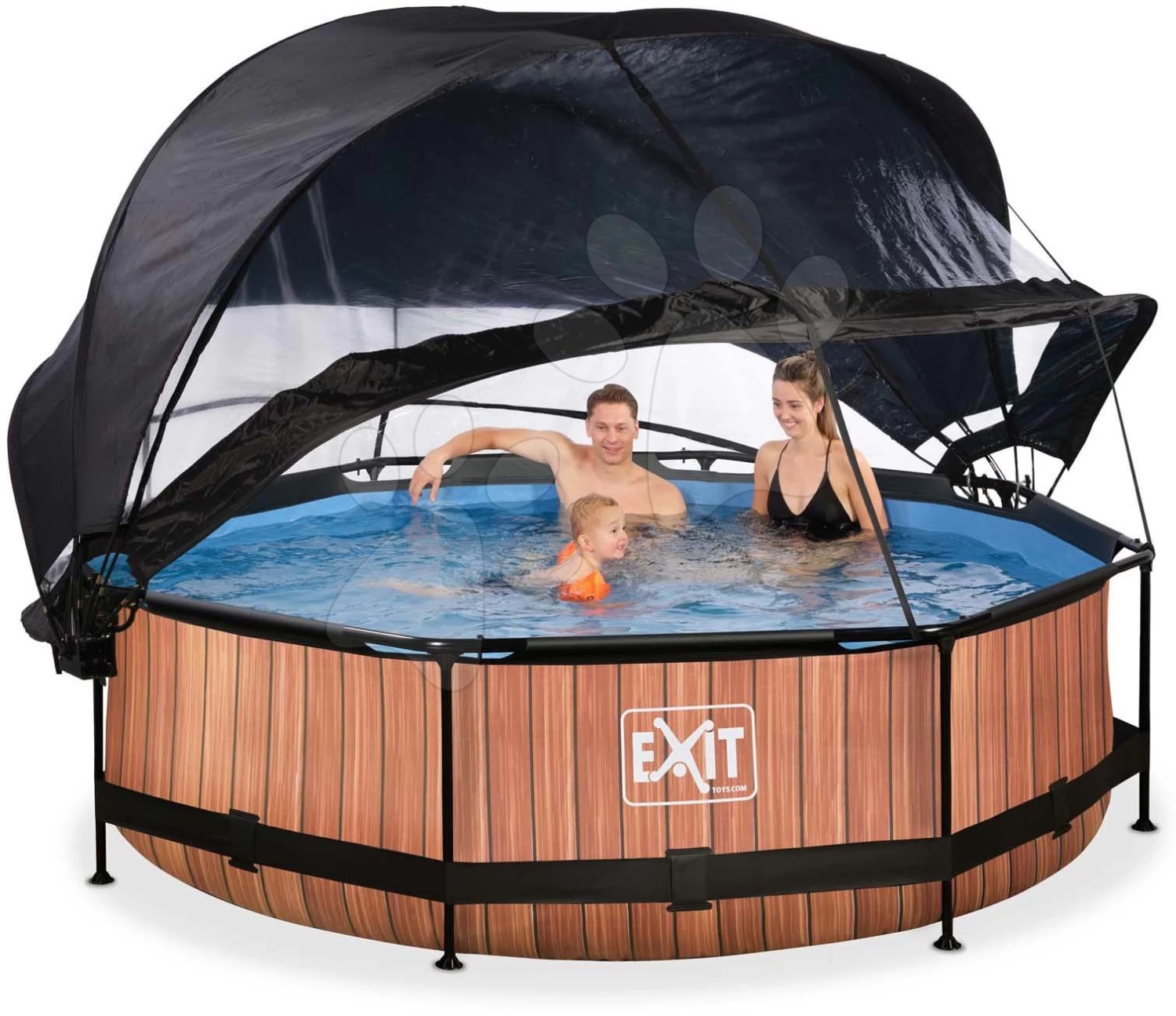 EXIT TOYS EXIT Wood Pool ø300x76cm Mit Filterpumpe Und Abdeckung Und Sonnensegel - Braun 3 EXIT TOYS EXIT Wood Pool ø300x76cm Mit Filterpumpe Und Abdeckung Und Sonnensegel - Braun