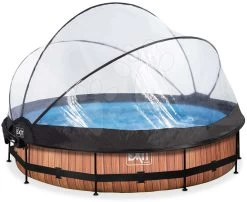 EXIT TOYS EXIT Wood Pool ø360x76cm Mit Filterpumpe Und Abdeckung Und Sonnensegel - Braun -Garten Spielzeug Laden 30361210 c exittoys bazen