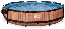 EXIT TOYS EXIT Wood Pool ø360x76cm Mit Filterpumpe Und Abdeckung Und Sonnensegel - Braun -Garten Spielzeug Laden 30361210 d exittoys bazen